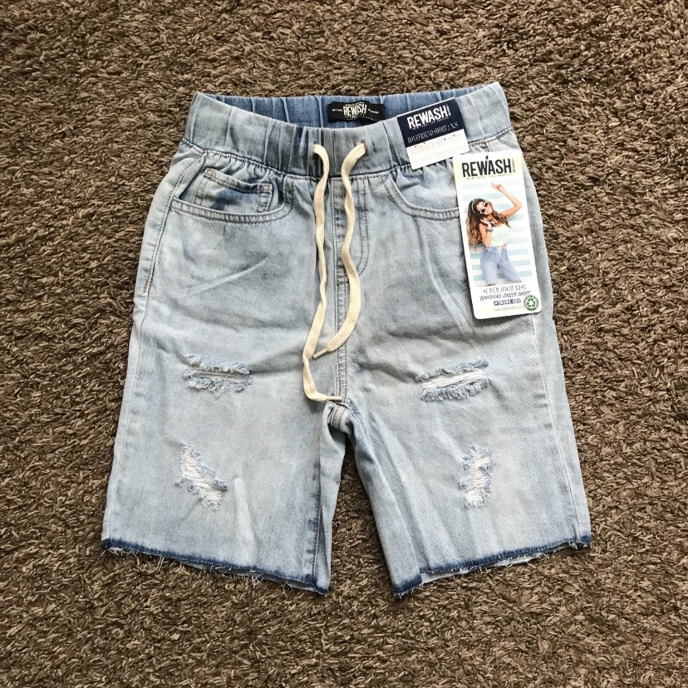 Rewash Blue Jean Shorts with Distressed Details
